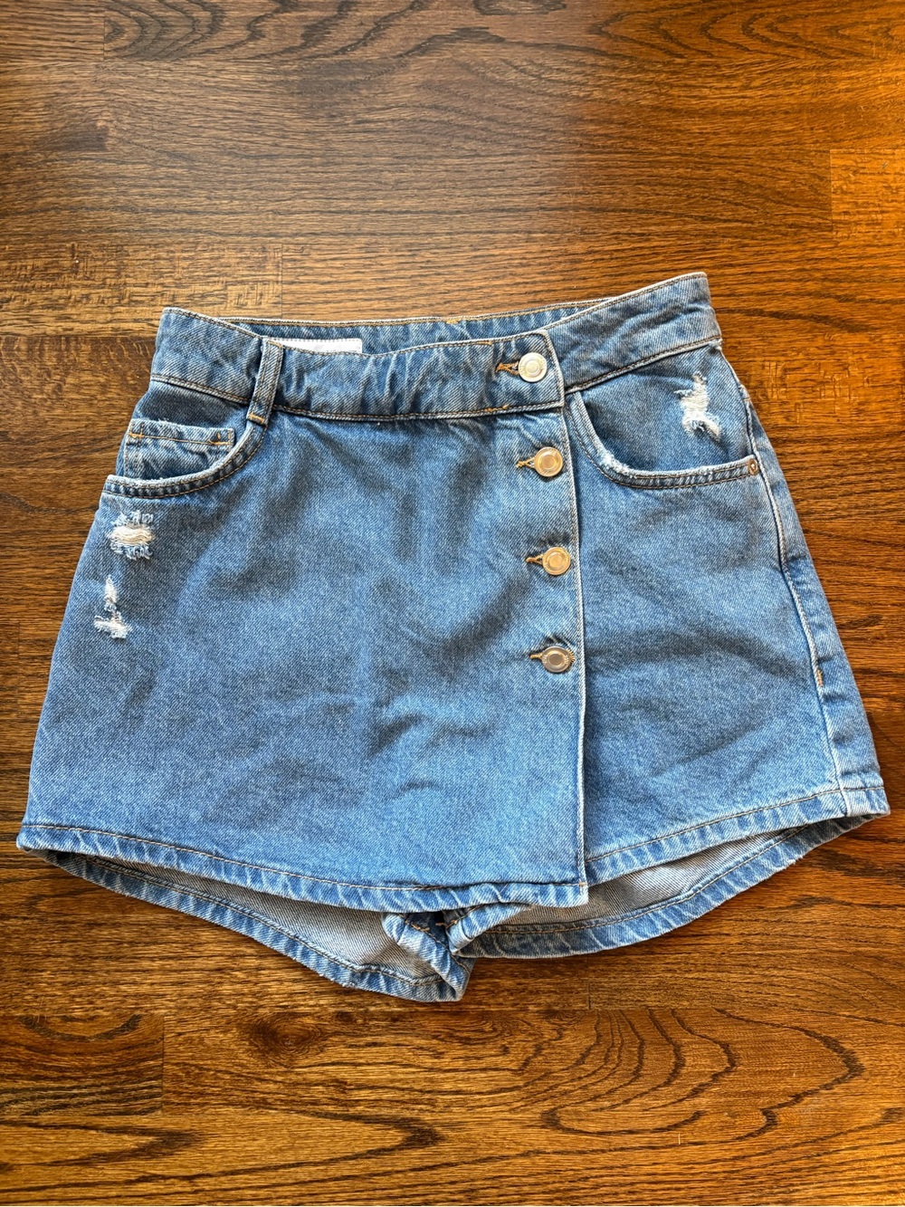 Zara Blue Denim Wrap Skort xs